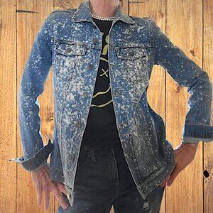 denim splatter jean jacket '80's '90's size MEDIUM
